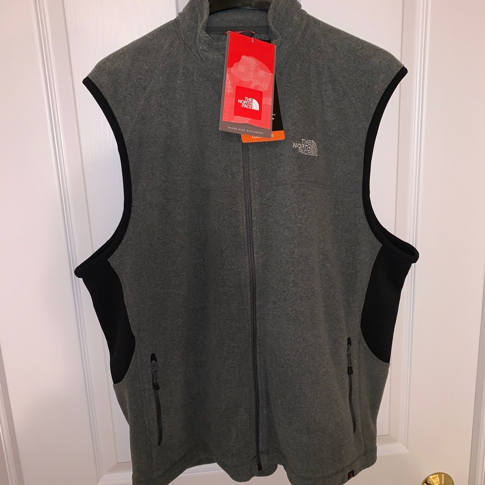 New North Face TNF Grey Fleece Jacket Vest XXL 2X!